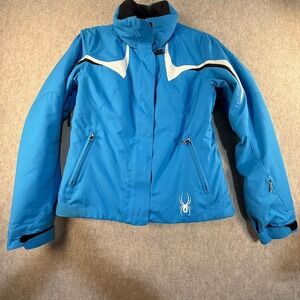 Spyder Womens Blue Ski Jacket Winter Performance Coat Full Zip Hooded Insulated